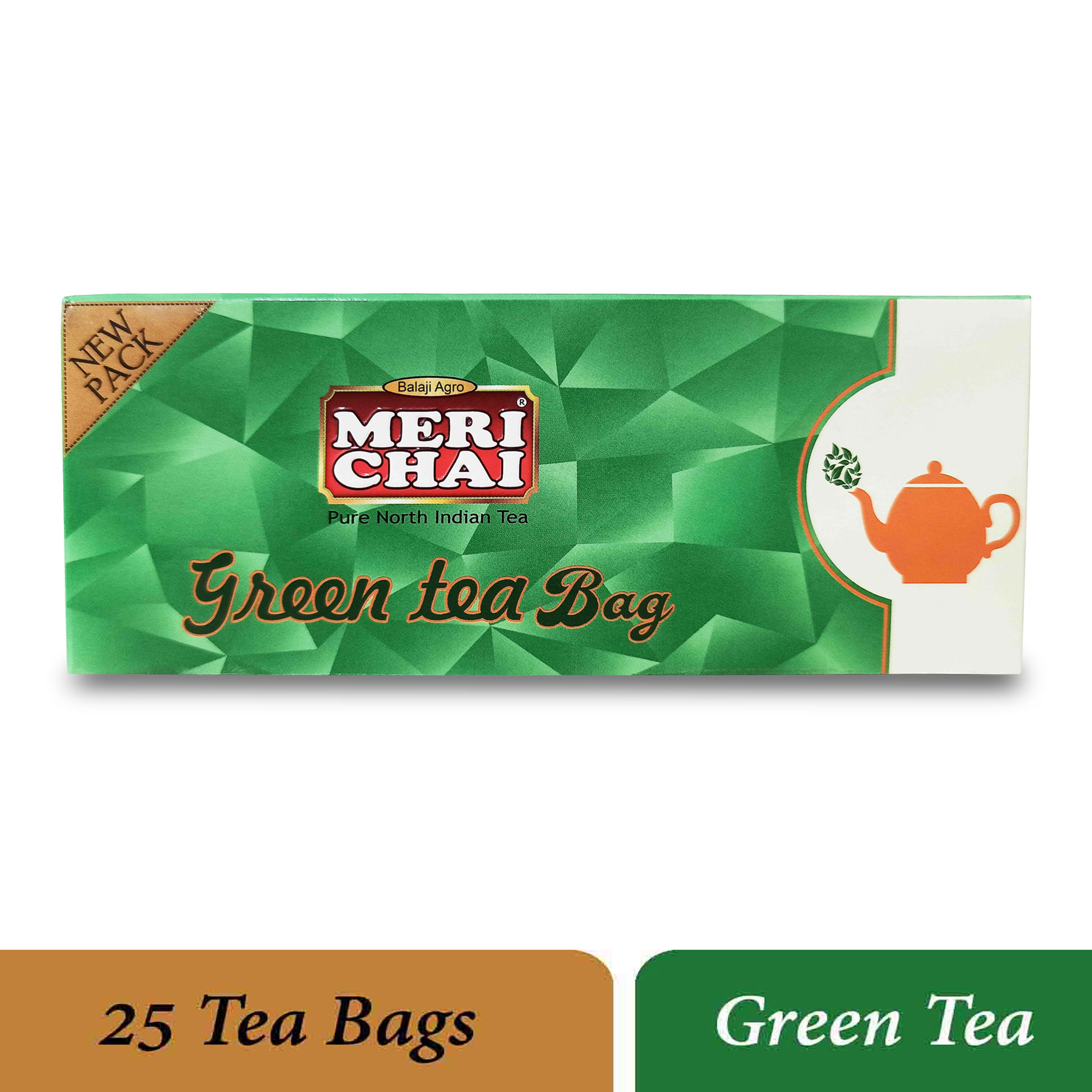 MERI CHAI PURE NORTH INDIAN GREEN TEA BAG 25 TEA BOX (1.00UNIT)