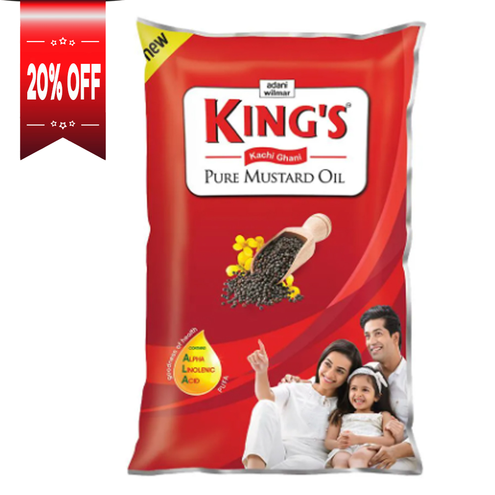 Kings Kachi Ghani Pure Mustard Oil (1.00Ltr)
