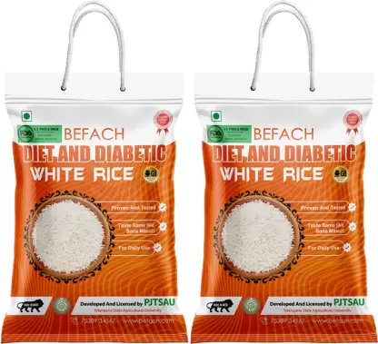 Befach Diabetic Friendly / Low Glycemic (GI) Index (pack of 2) Sona Masoori Rice (Medium Grain, Polished)  (9 kg)