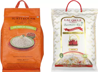 OMSOM Surti and Traditional Surti Kolam Rice (Medium Grain, Raw)  (5 kg)